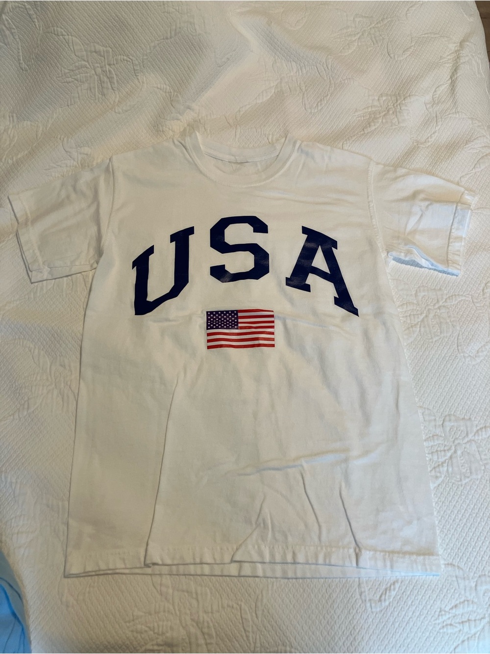 USA Flag Graphic White T‑Shirt